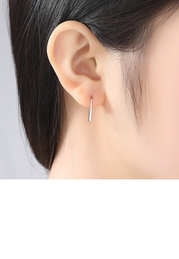 925 Sterling Silver Plated Rose Gold Simple Fashion Geometric Earrings