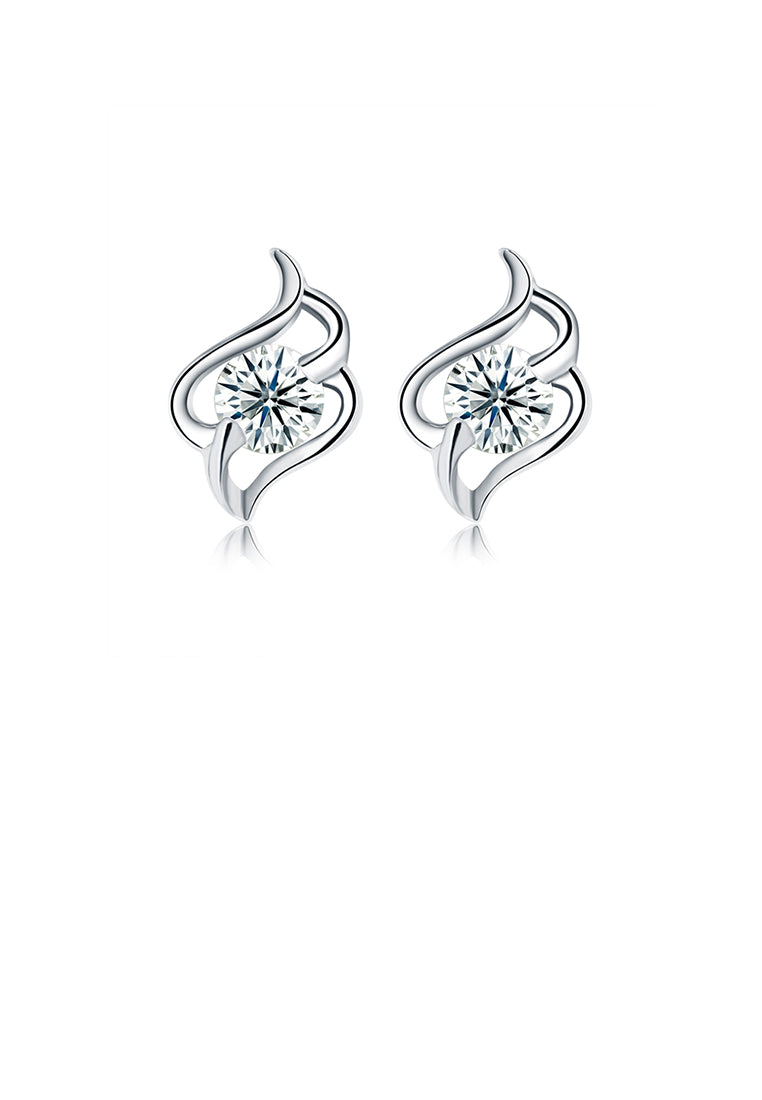 925 Sterling Silver Simple Fashion Geometric Cubic Zirconia Stud Earrings - Luxurious Look
