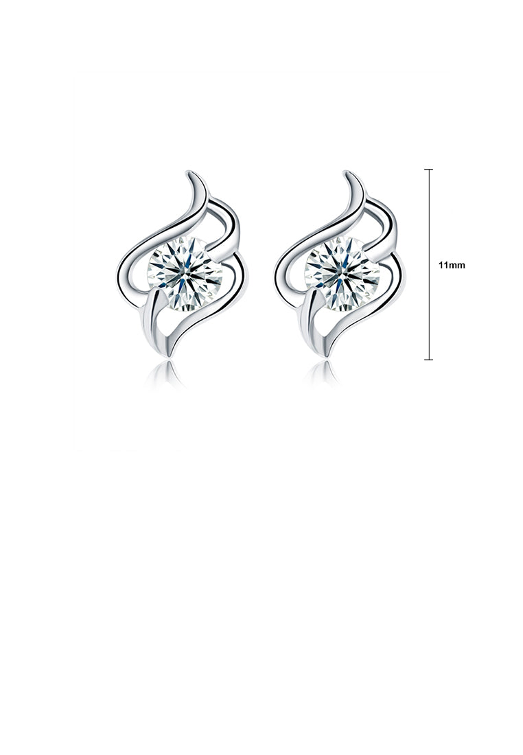 925 Sterling Silver Simple Fashion Geometric Cubic Zirconia Stud Earrings - Luxurious Look