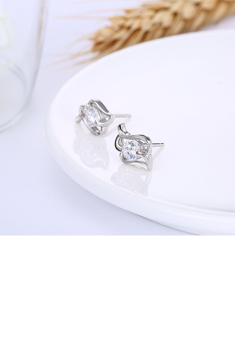 925 Sterling Silver Simple Fashion Geometric Cubic Zirconia Stud Earrings - Luxurious Look