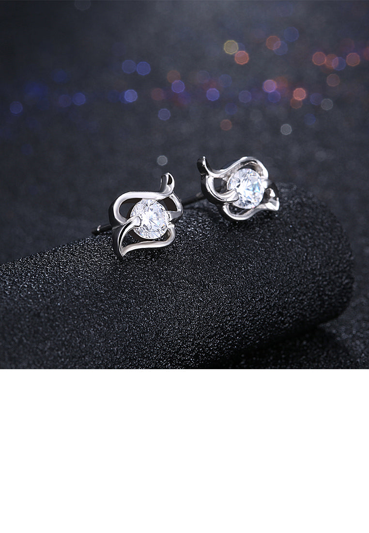 925 Sterling Silver Simple Fashion Geometric Cubic Zirconia Stud Earrings - Luxurious Look