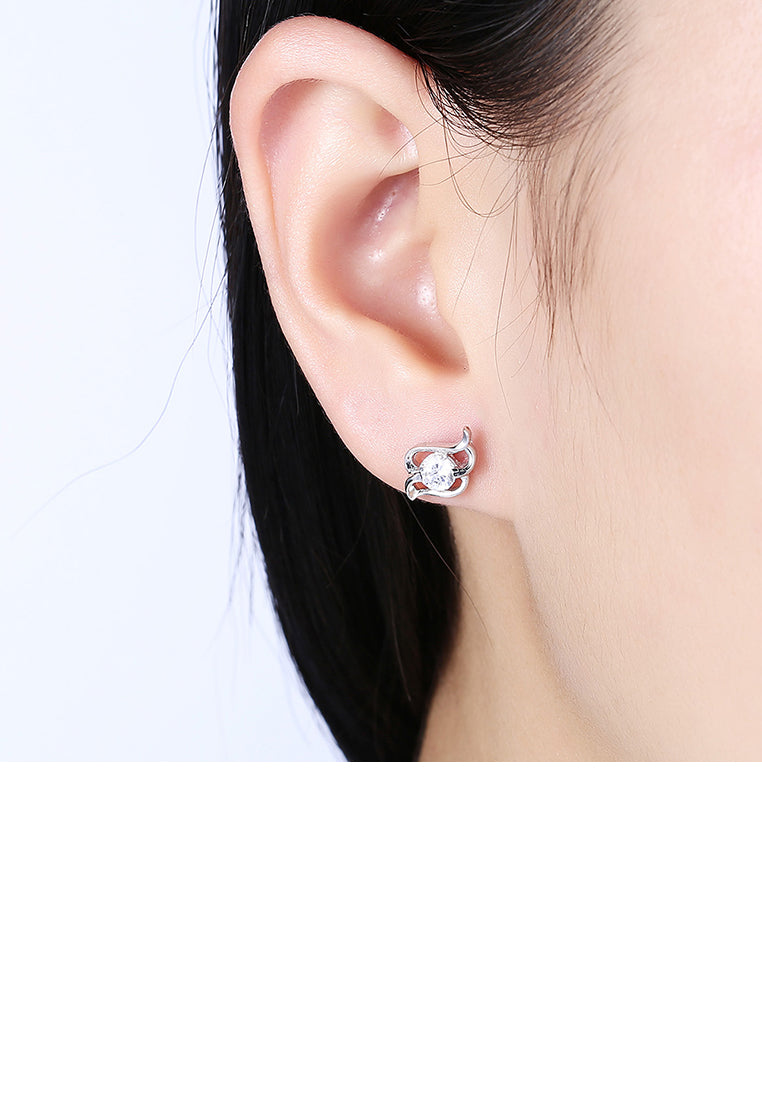925 Sterling Silver Simple Fashion Geometric Cubic Zirconia Stud Earrings - Luxurious Look