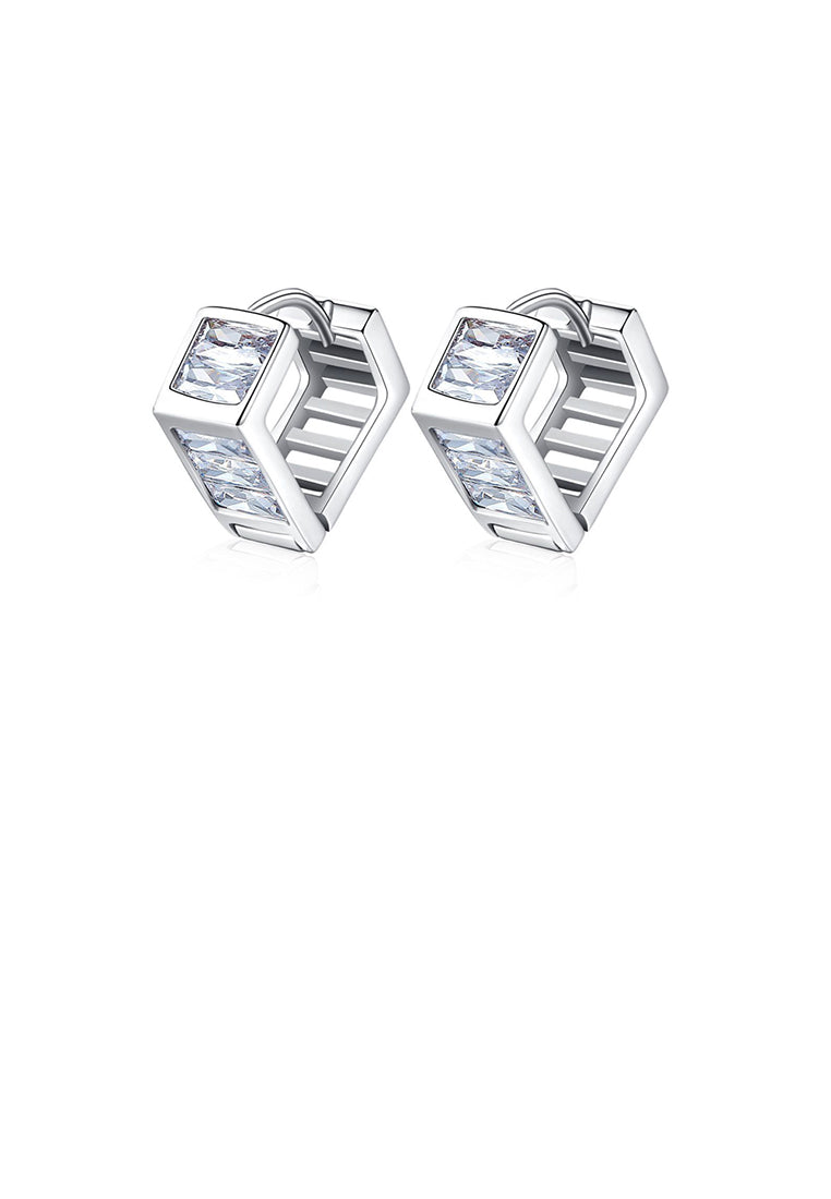 Simple Personality Geometric Square Stud Earrings with Cubic Zirconia - Luxurious Look
