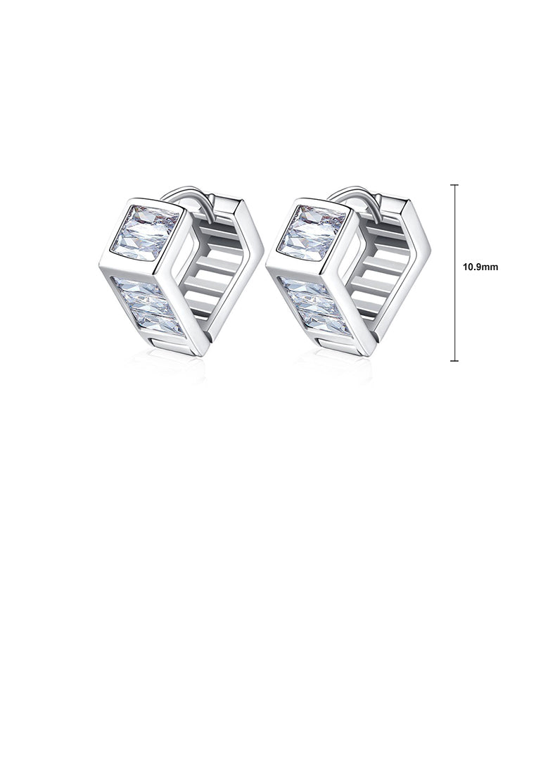 Simple Personality Geometric Square Stud Earrings with Cubic Zirconia - Luxurious Look