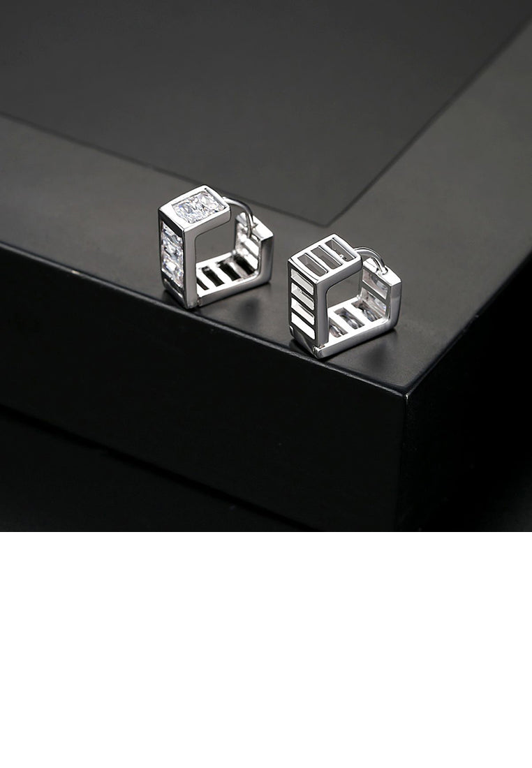 Simple Personality Geometric Square Stud Earrings with Cubic Zirconia - Luxurious Look