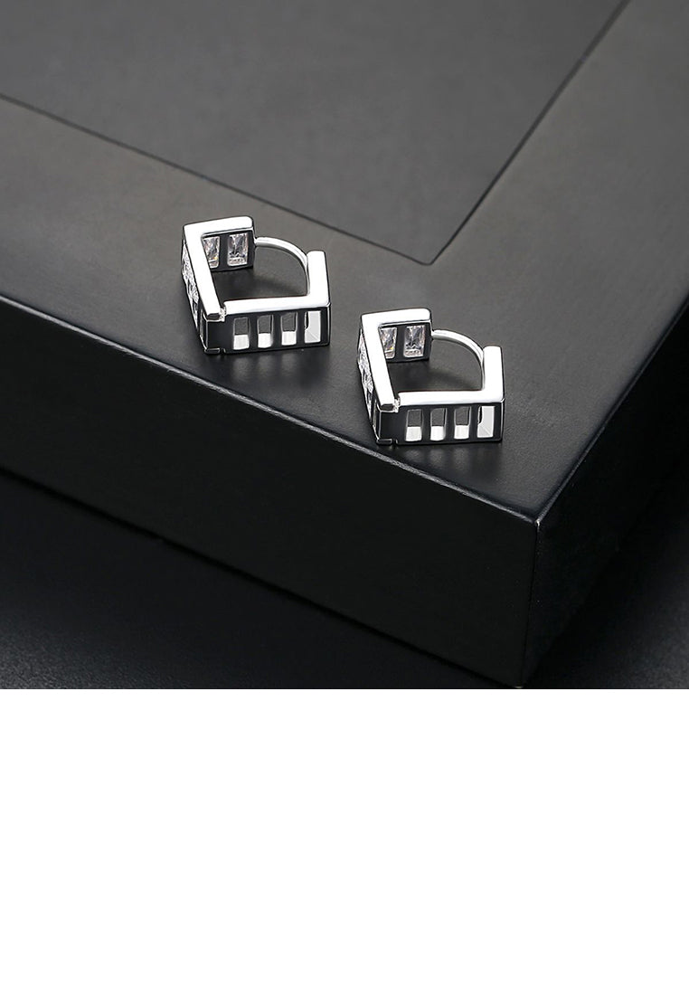 Simple Personality Geometric Square Stud Earrings with Cubic Zirconia - Luxurious Look