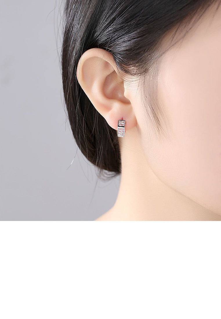 Simple Personality Geometric Square Stud Earrings with Cubic Zirconia - Luxurious Look