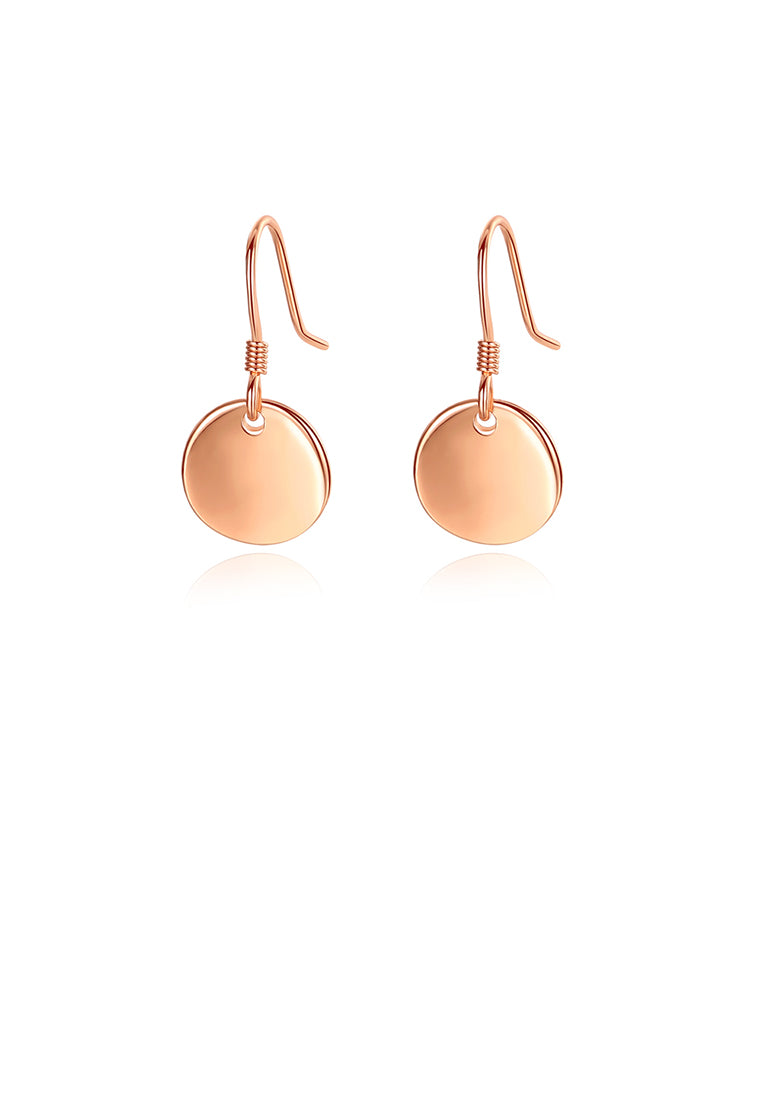 925 Sterling Silver Plated Rose Gold Fashion Simple Geometric Round Earring