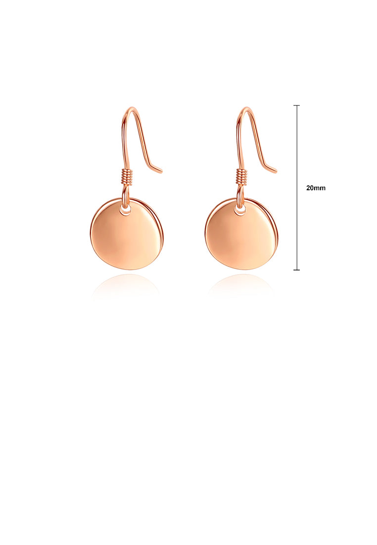 925 Sterling Silver Plated Rose Gold Fashion Simple Geometric Round Earring