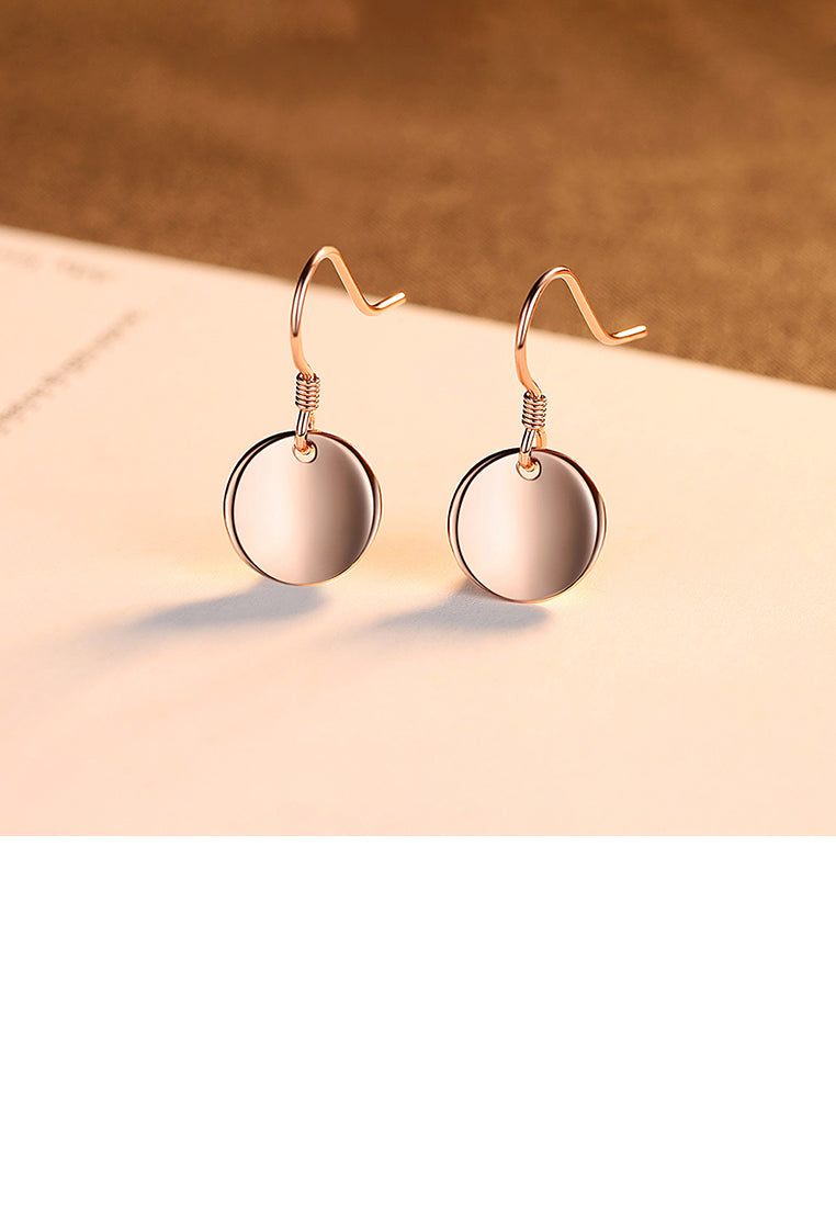 925 Sterling Silver Plated Rose Gold Fashion Simple Geometric Round Earring