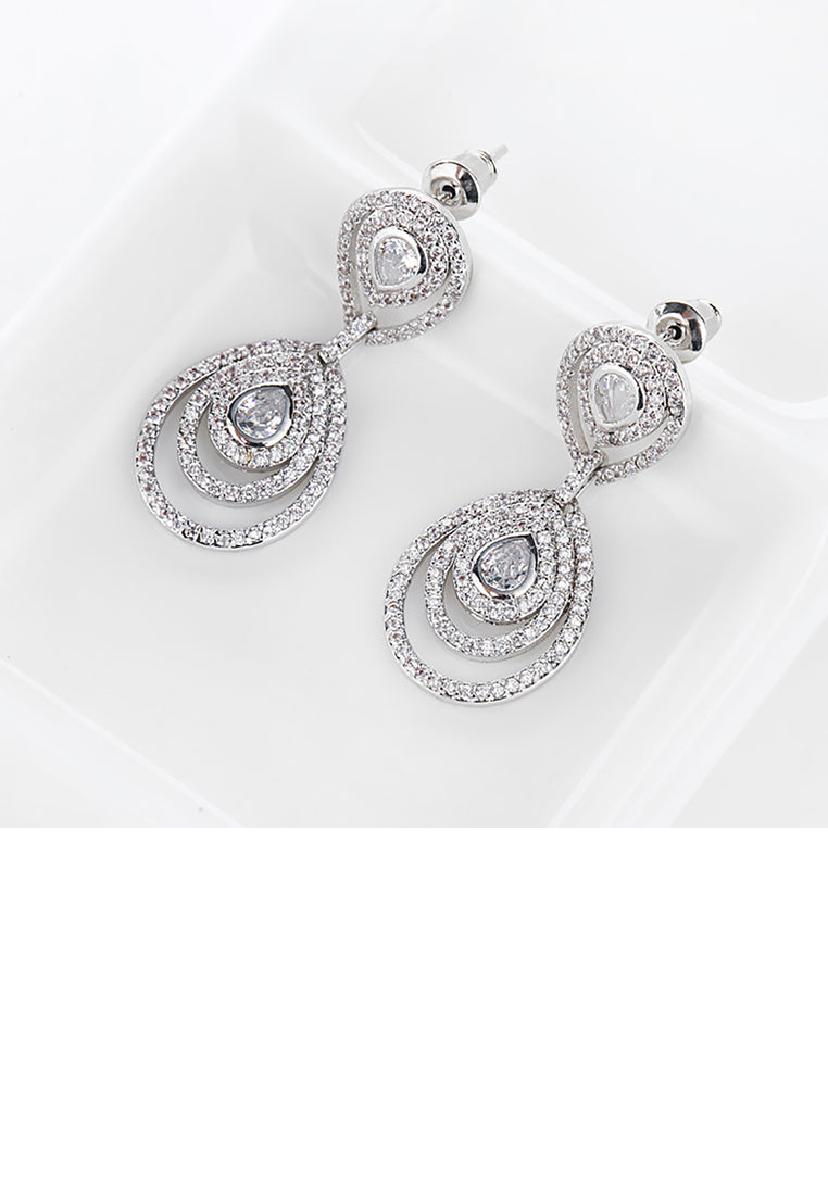 Fashion and Simple Geometric Water Drop-shaped Earrings with Cubic Zirconia - Luxurious Look