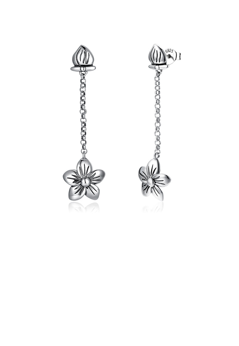 925 Sterling Silver Retro Fashion Flower Earrings
