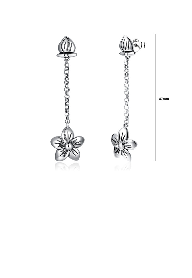 925 Sterling Silver Retro Fashion Flower Earrings