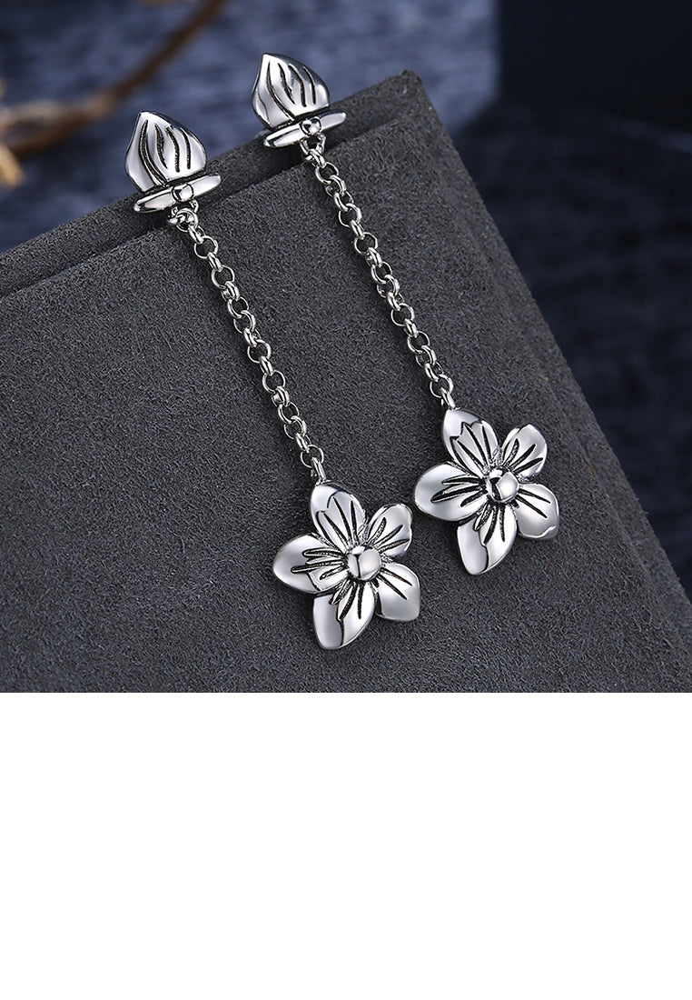 925 Sterling Silver Retro Fashion Flower Earrings