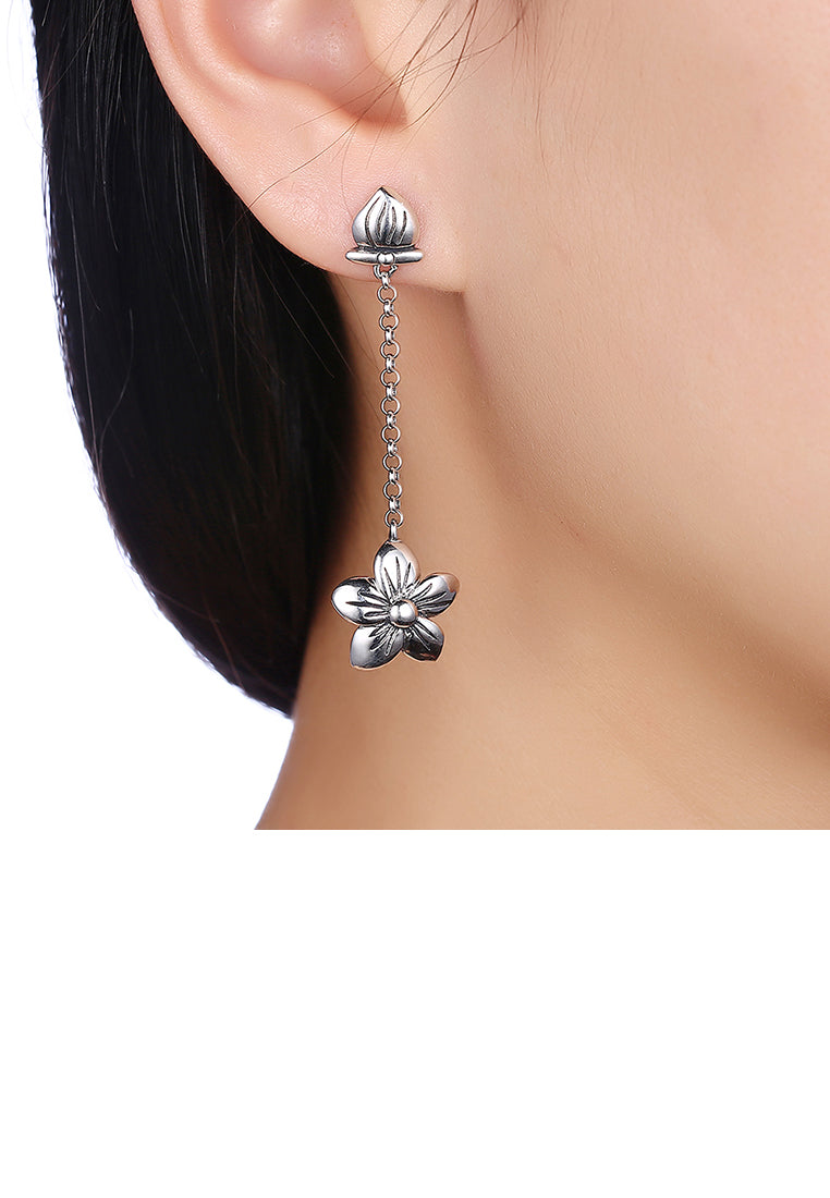 925 Sterling Silver Retro Fashion Flower Earrings