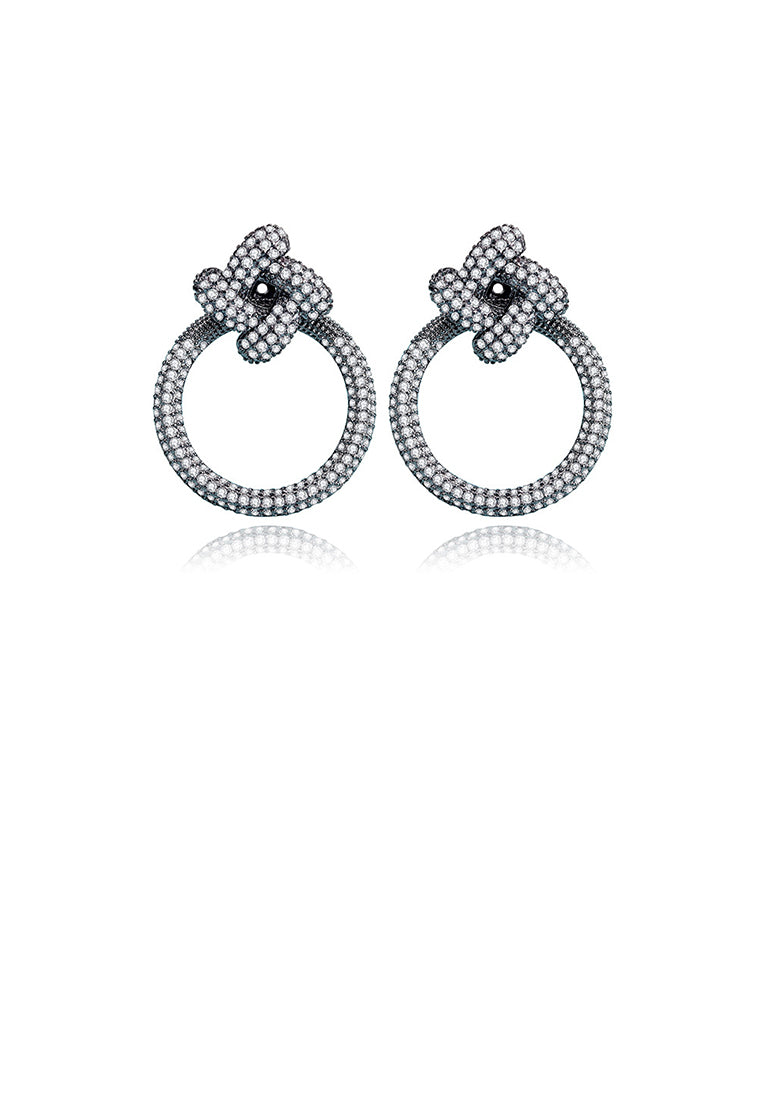 Simple and Fashion Plated Black Geometric Circle Earrings with Cubic Zirconia - Luxurious Look