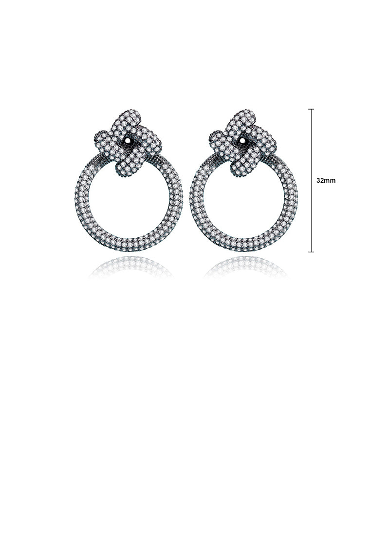 Simple and Fashion Plated Black Geometric Circle Earrings with Cubic Zirconia - Luxurious Look