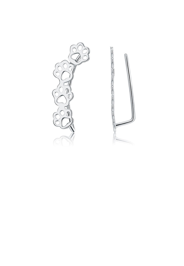 925 Sterling Silver Simple Cute Dog Paw Earrings