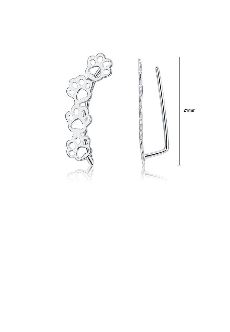 925 Sterling Silver Simple Cute Dog Paw Earrings