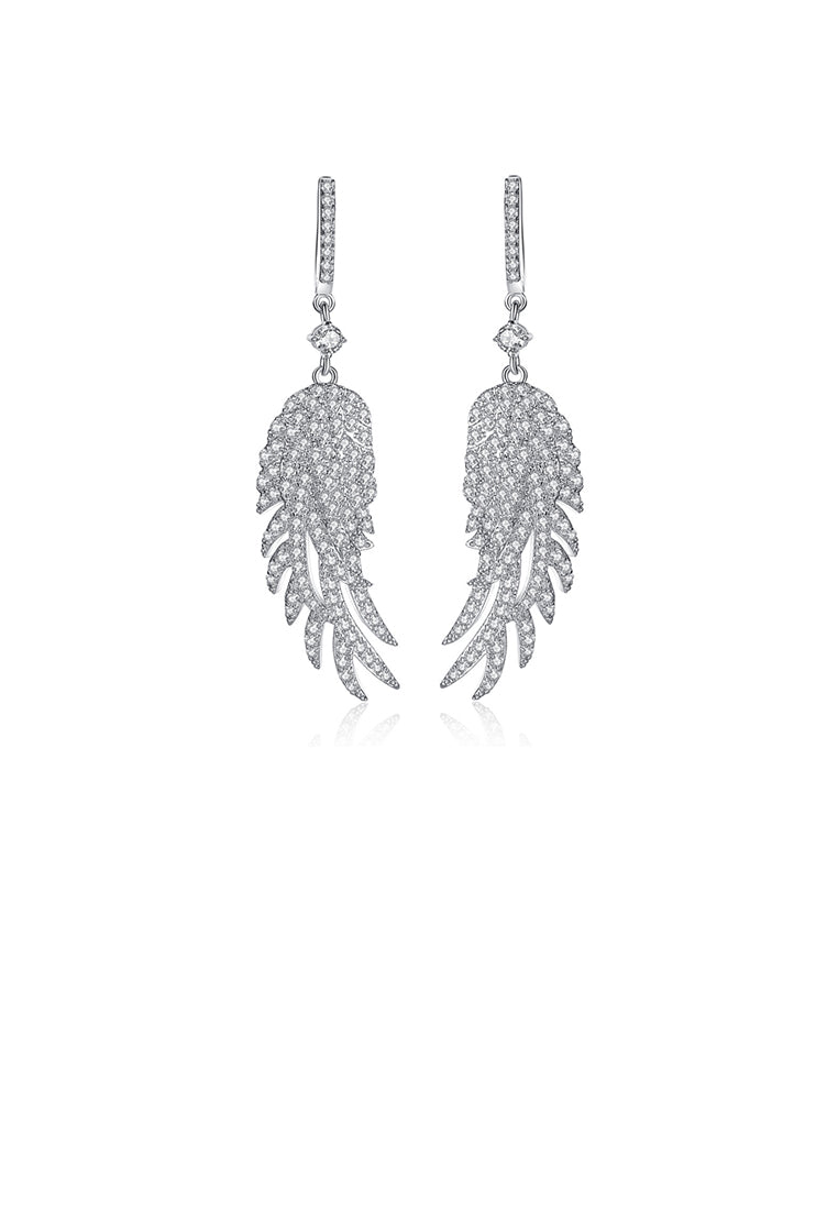 Fashion and Elegant Feather Earrings with Cubic Zirconia - Luxurious Look