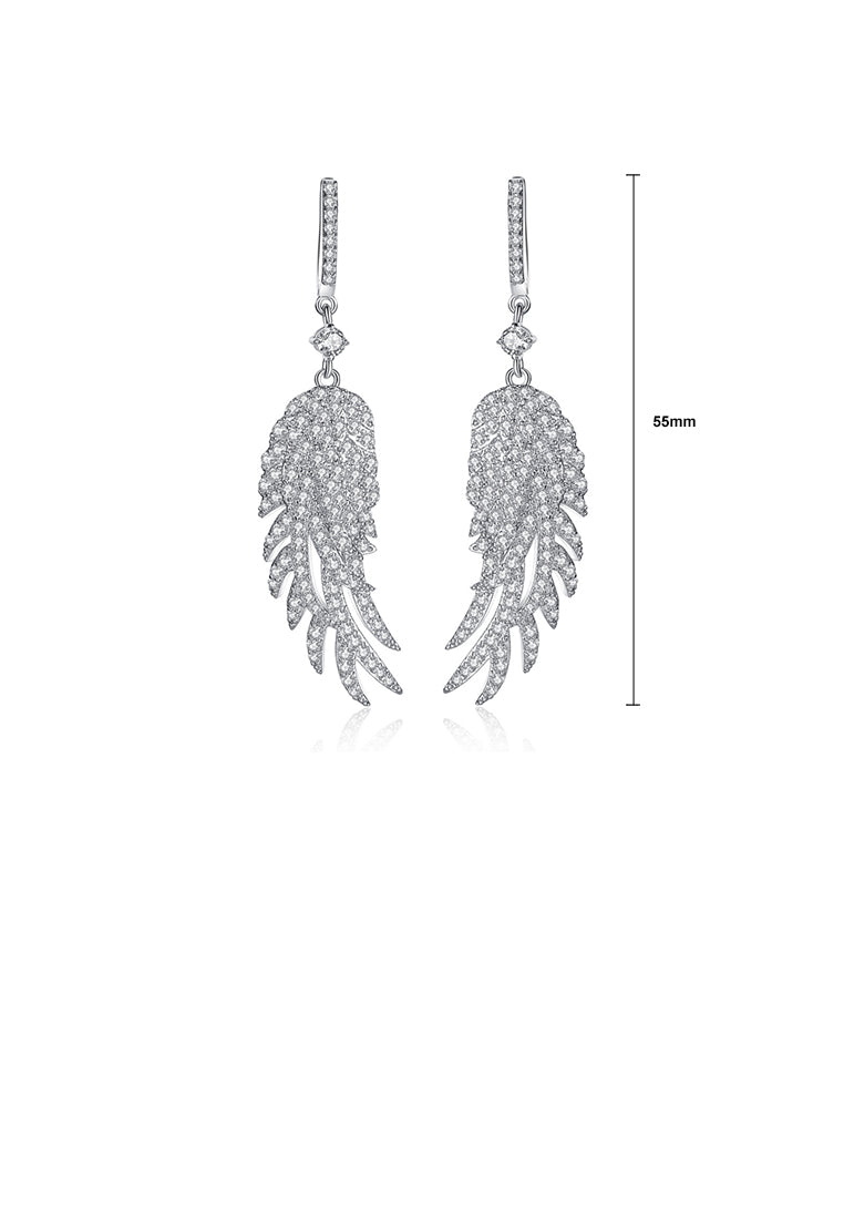 Fashion and Elegant Feather Earrings with Cubic Zirconia - Luxurious Look