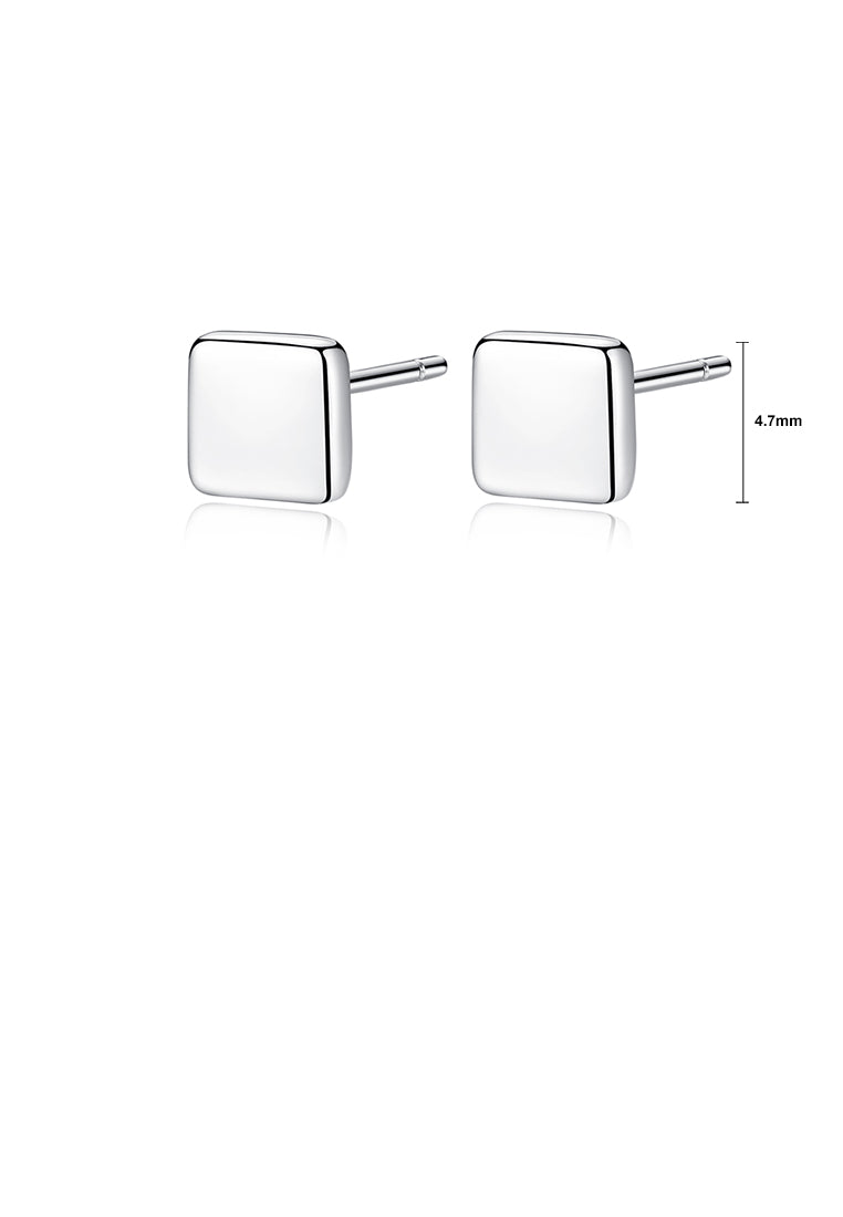 925 Sterling Silver Simple and Fashion Geometric Square Stud Earrings