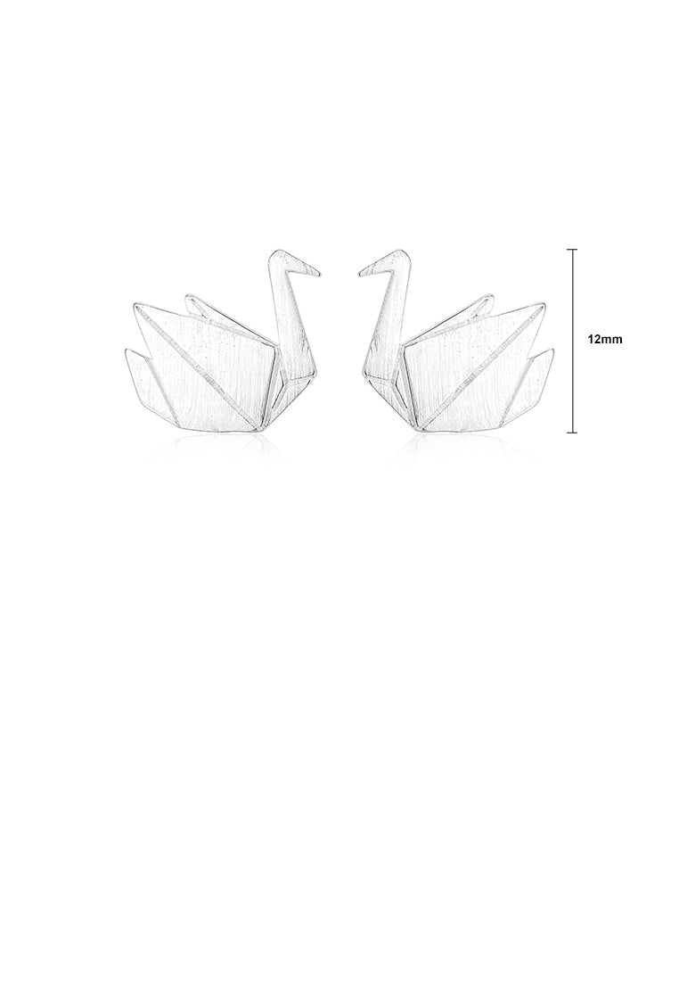 925 Sterling Silver Simple and Elegant Thousand Paper Crane Stud Earrings