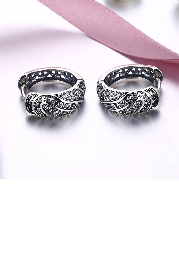 925 Sterling Silver Fashion Bright Geometric Cubic Zircon Earrings