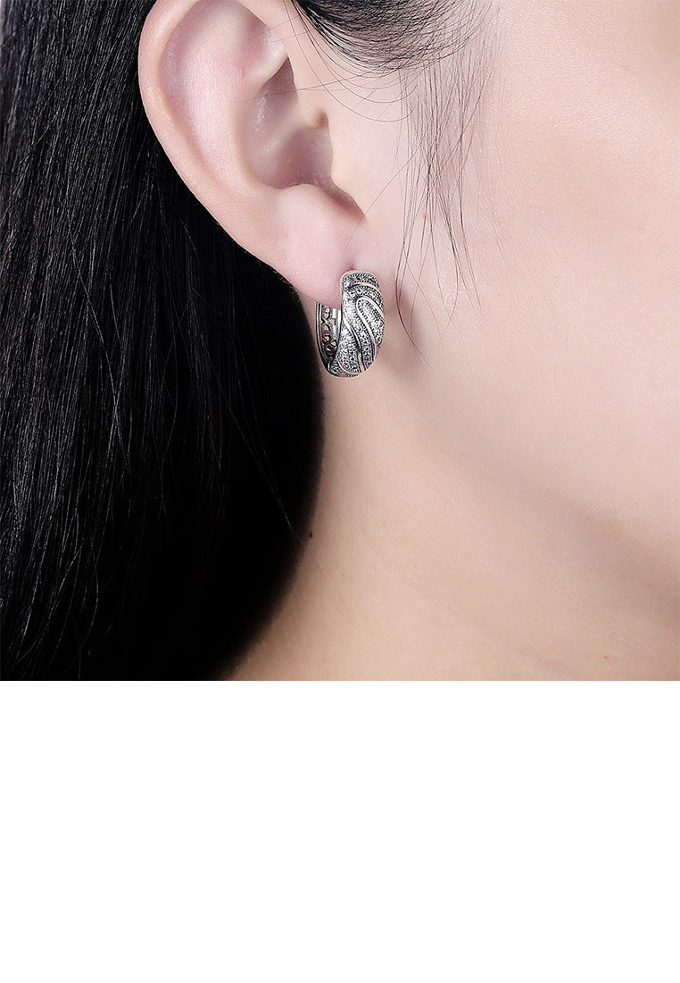 925 Sterling Silver Fashion Bright Geometric Cubic Zircon Earrings