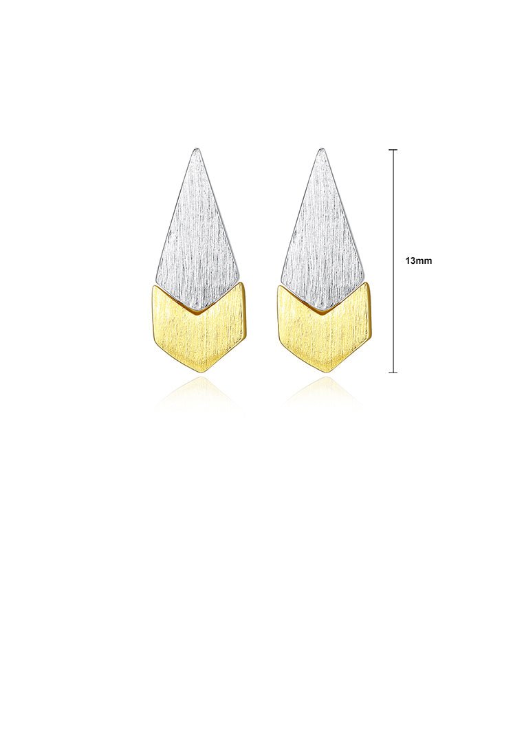 925 Sterling Silver Simple and Fashion Two-color Water Drop Stud Earrings