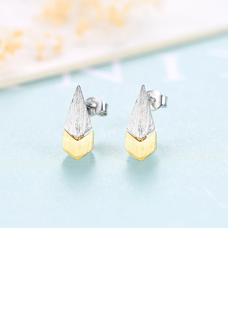 925 Sterling Silver Simple and Fashion Two-color Water Drop Stud Earrings