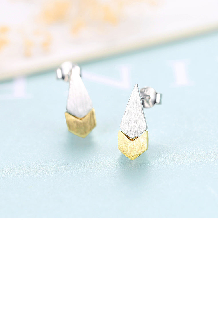 925 Sterling Silver Simple and Fashion Two-color Water Drop Stud Earrings