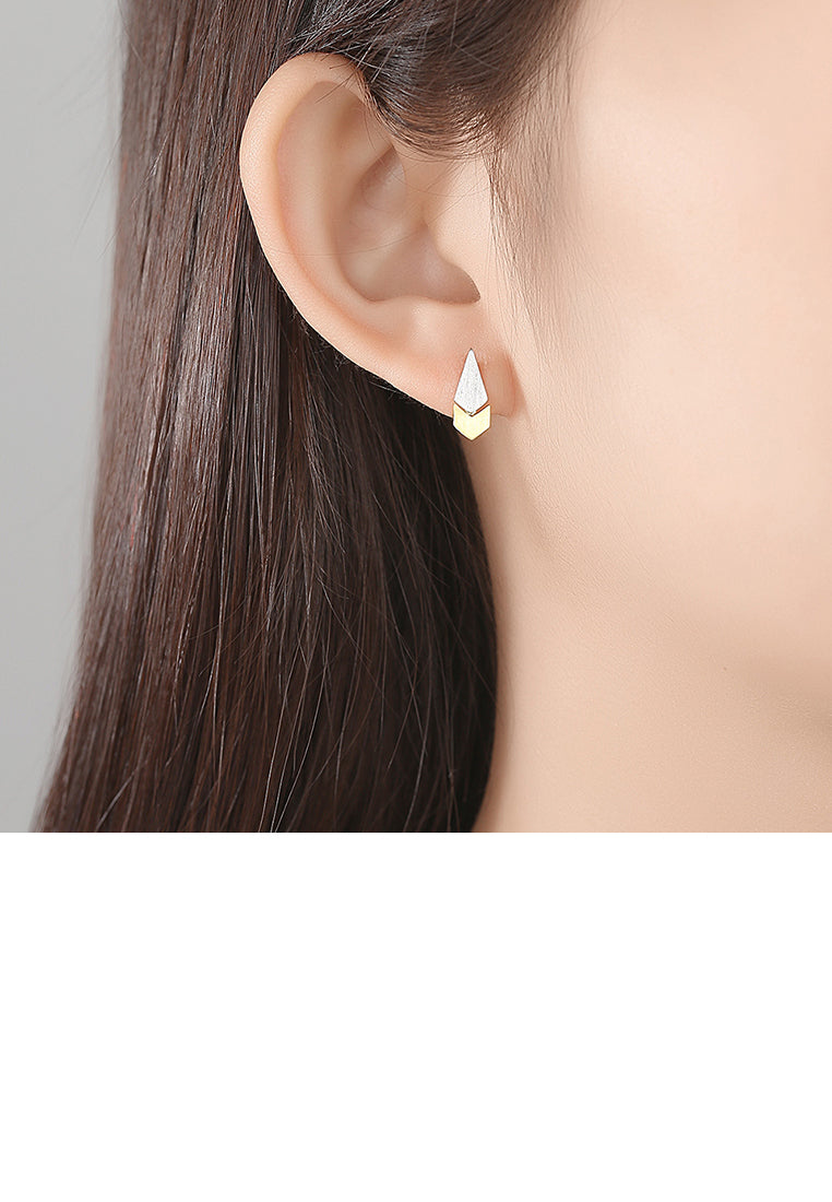 925 Sterling Silver Simple and Fashion Two-color Water Drop Stud Earrings