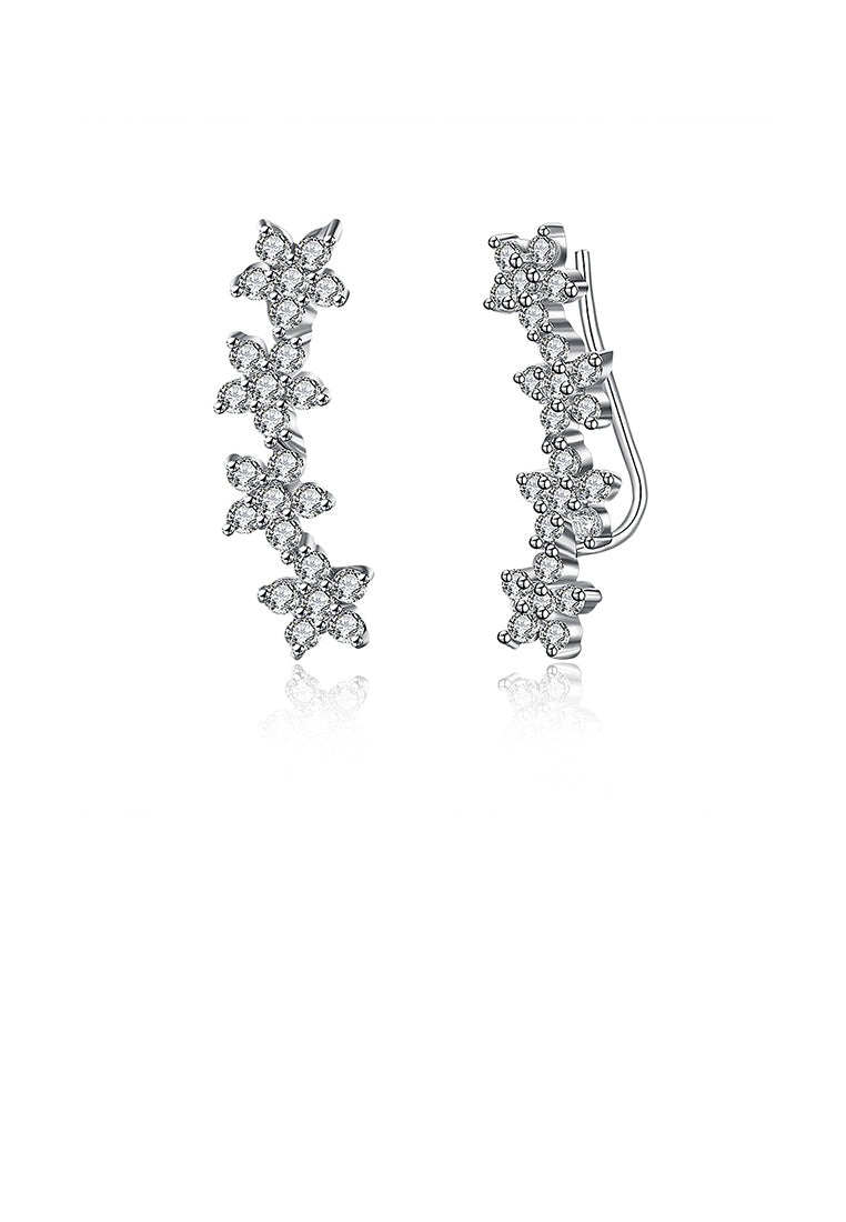 925 Sterling Silver Elegant Flower Earrings with Cubic Zircon