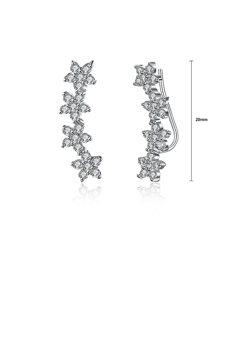 925 Sterling Silver Elegant Flower Earrings with Cubic Zircon
