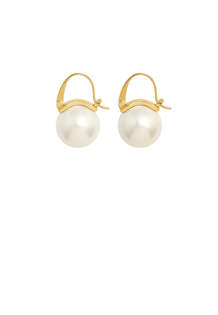 Elegant Simple Plated Gold 316L Stainless Steel Geometric Imitation Pearl Earrings - Luxurious Look