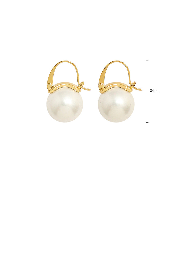 Elegant Simple Plated Gold 316L Stainless Steel Geometric Imitation Pearl Earrings - Luxurious Look