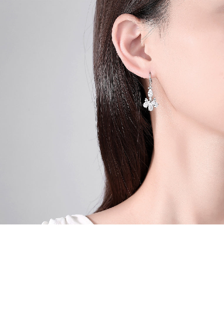 Fashion Temperament Geometric Lace Earrings with Cubic Zirconia - Luxurious Look