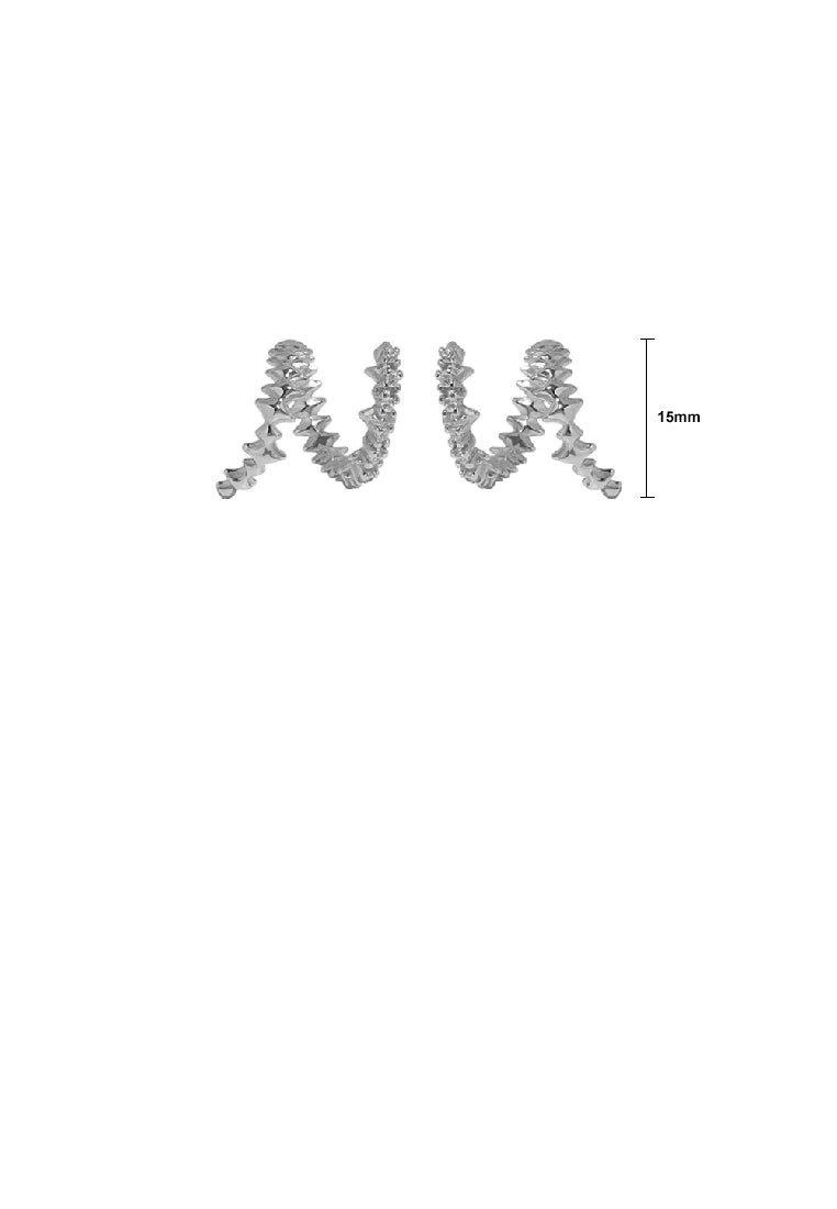 925 Sterling Silver Irregular Wave Geometric Stud Earrings with Cubic Zirconia - Luxurious Look