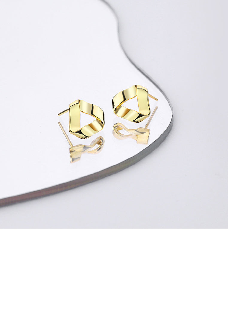 925 Sterling Silver Plated Gold Simple Personality Triangle Geometric Stud Earrings