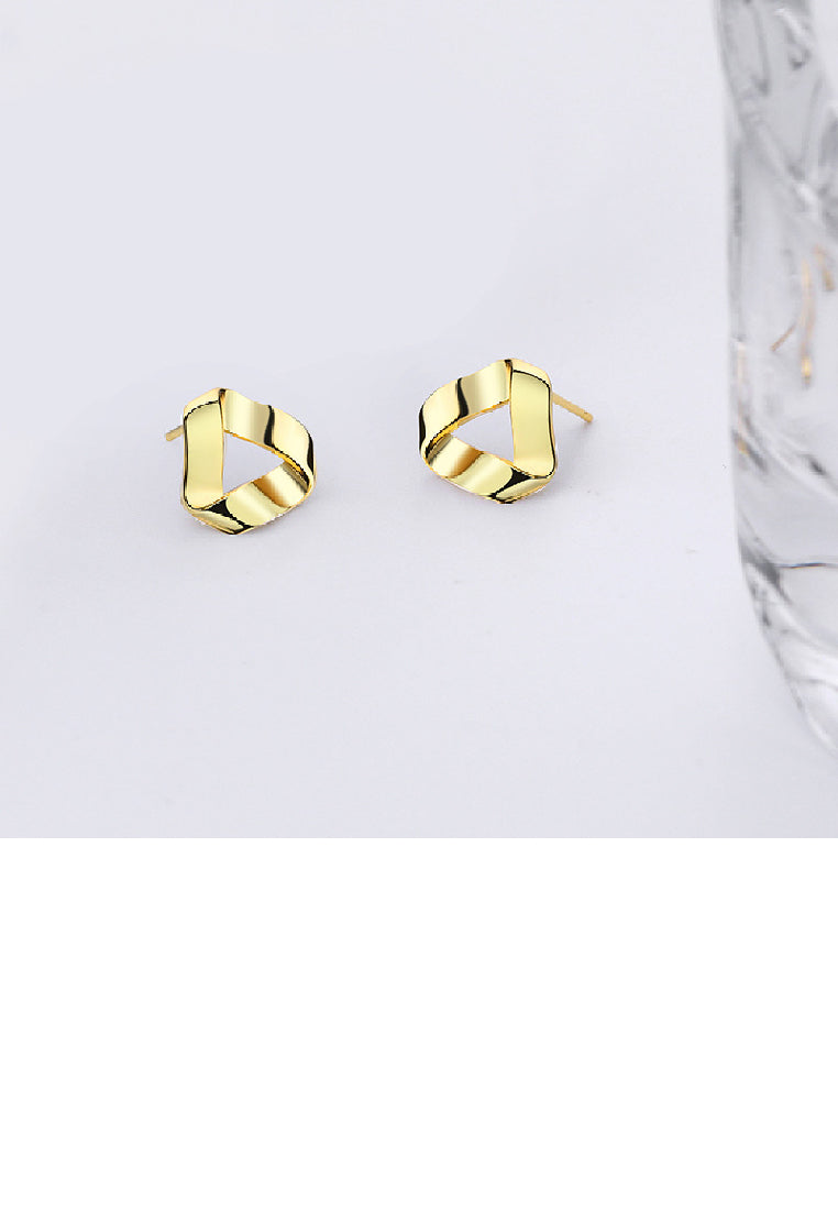 925 Sterling Silver Plated Gold Simple Personality Triangle Geometric Stud Earrings