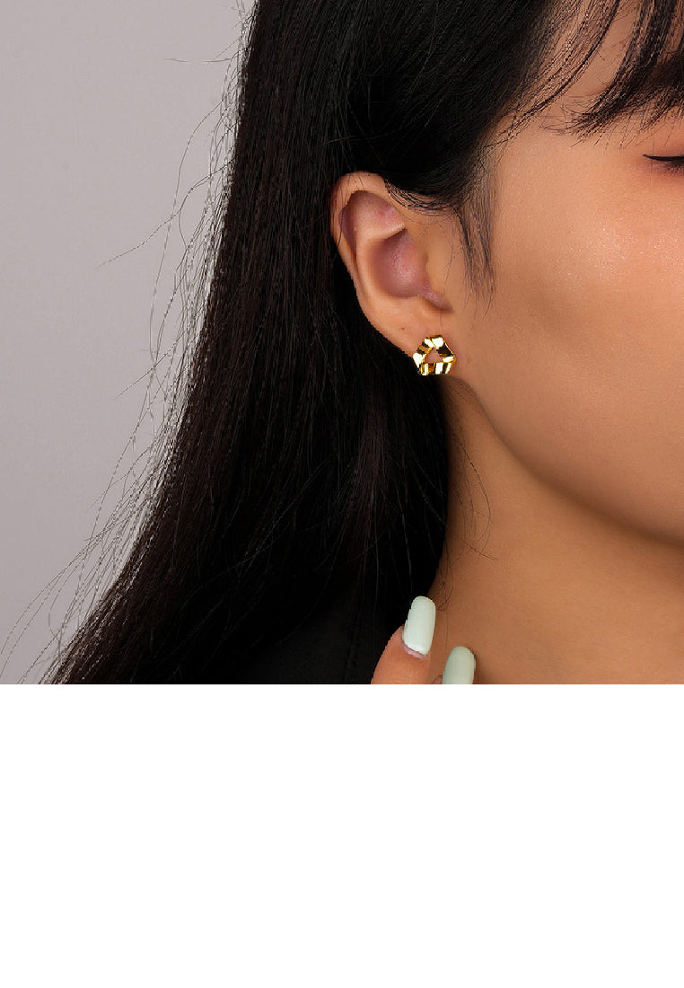 925 Sterling Silver Plated Gold Simple Personality Triangle Geometric Stud Earrings