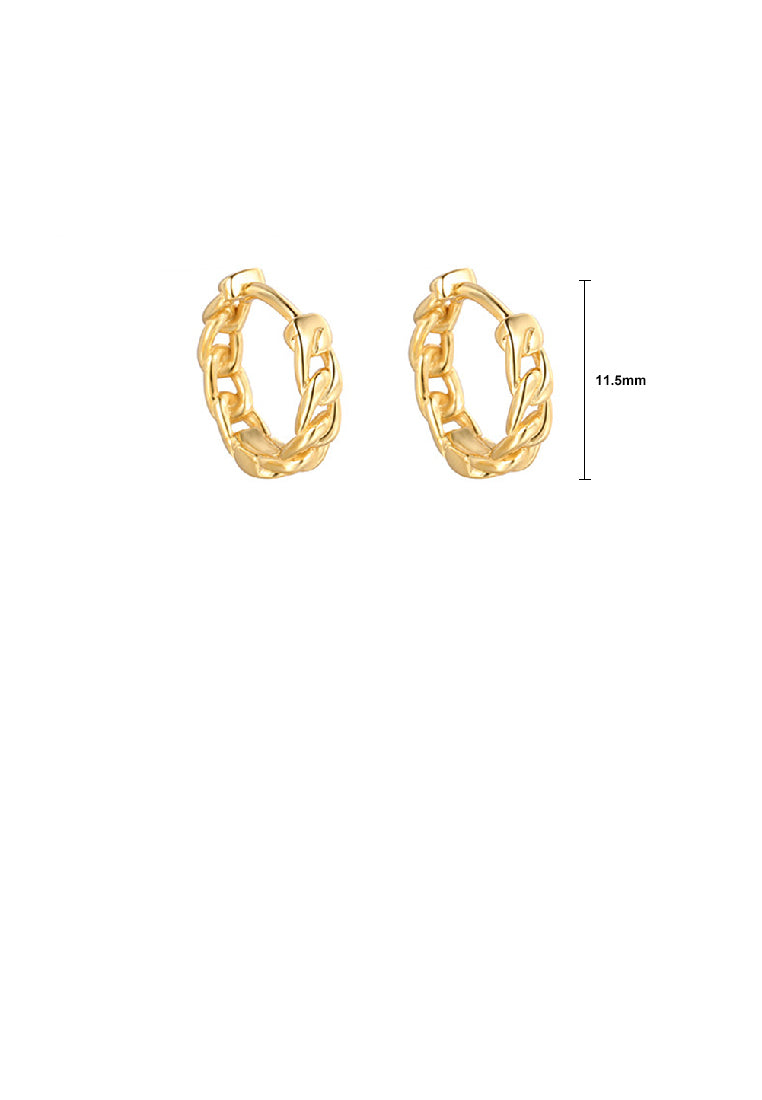 925 Sterling Silver Plated Gold Simple Personality Chain Geometric Circle Earrings