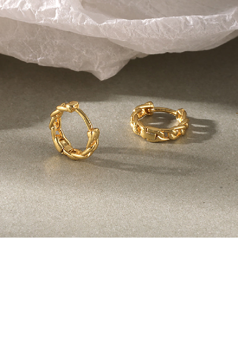 925 Sterling Silver Plated Gold Simple Personality Chain Geometric Circle Earrings