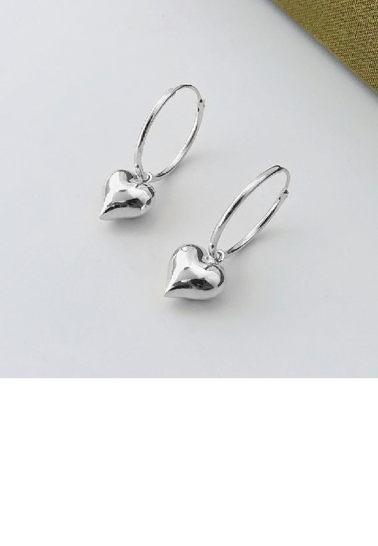 925 Sterling Silver Simple Romantic Heart Geometric Earrings