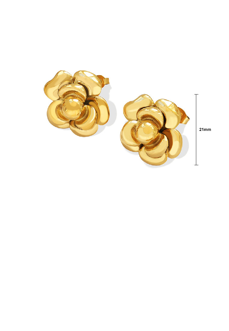 Fashion Simple Plated Gold 316L Stainless Steel Flower Stud Earrings