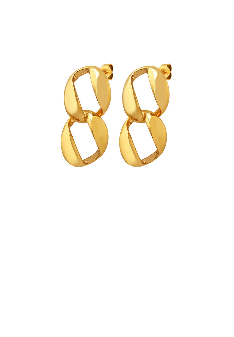 Fashion Simple Plated Gold 316L Stainless Steel Double Circle Geometric Earrings