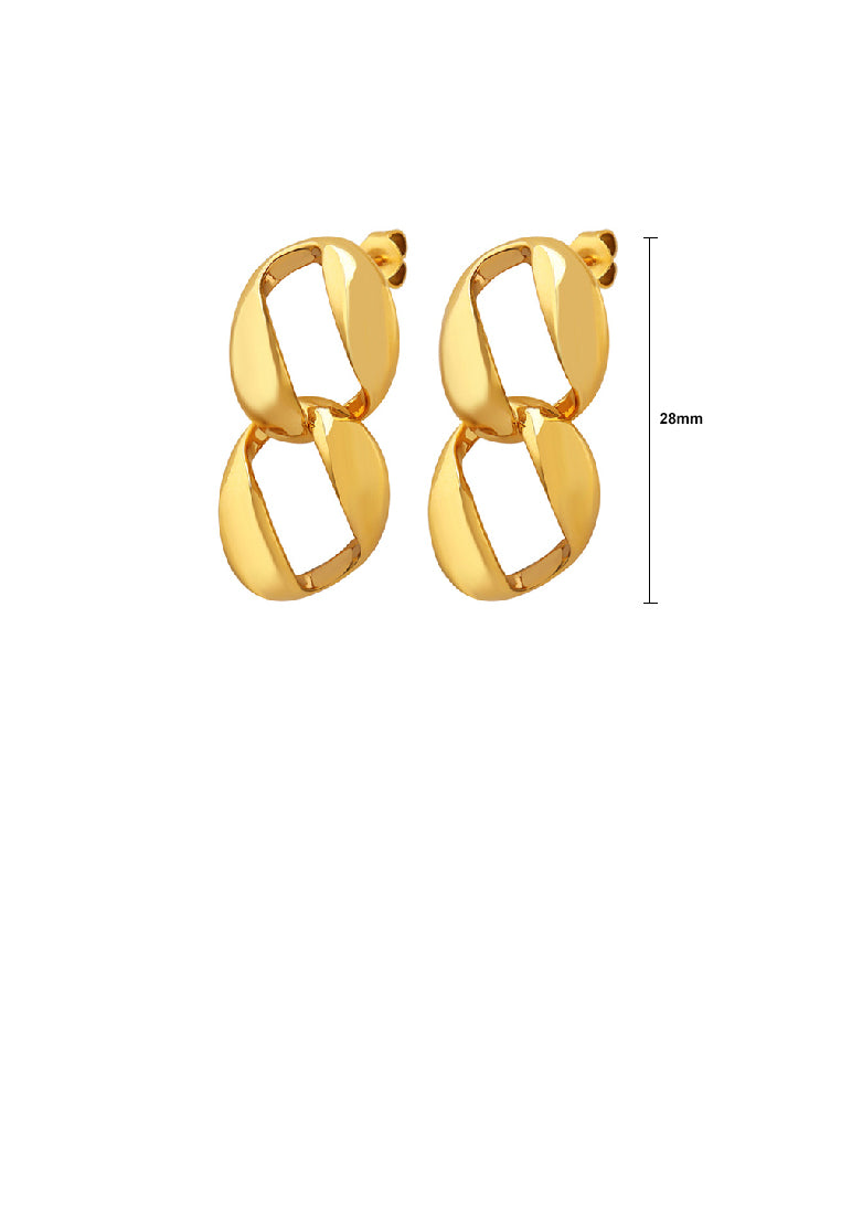 Fashion Simple Plated Gold 316L Stainless Steel Double Circle Geometric Earrings
