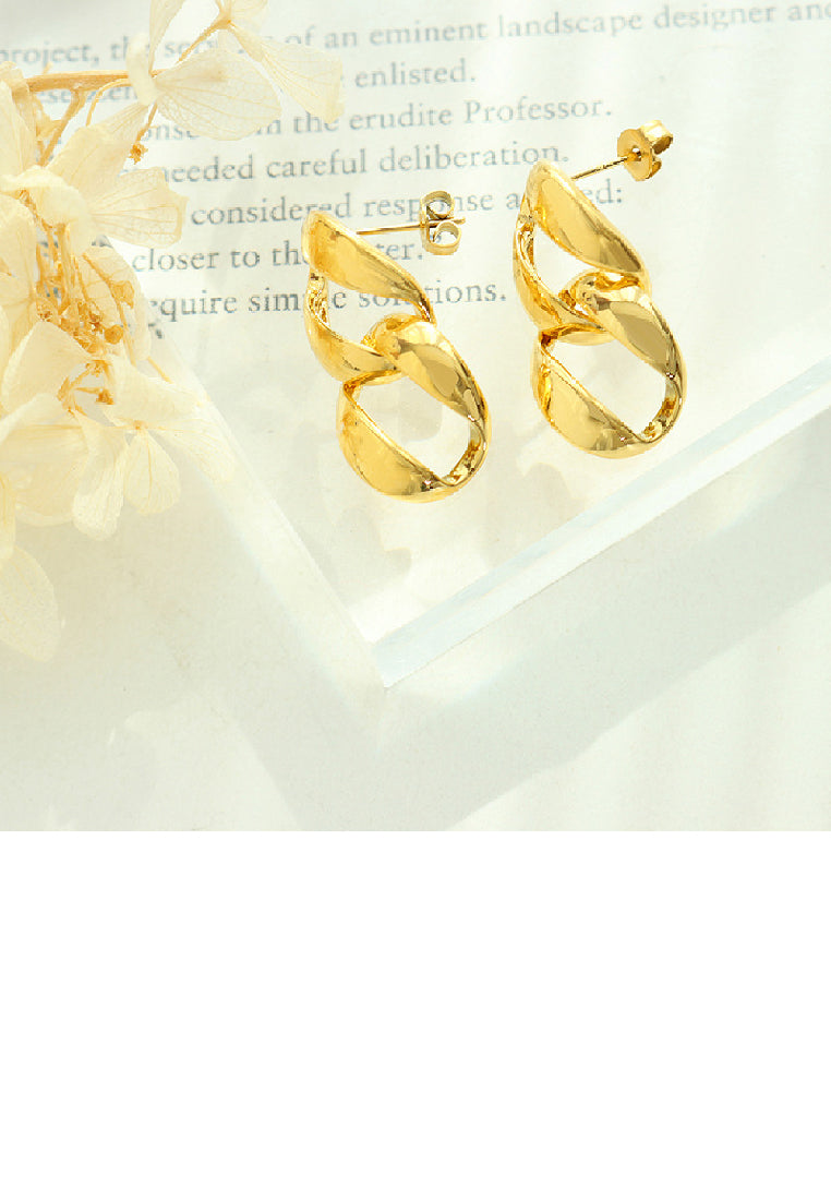 Fashion Simple Plated Gold 316L Stainless Steel Double Circle Geometric Earrings