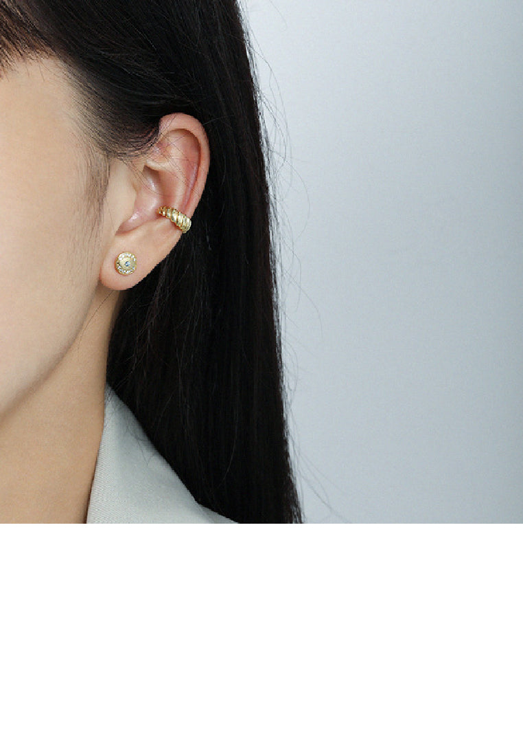 925 Sterling Silver Plated Gold Fashion Personality Devil's Eye Geometric Round Stud Earrings with cubic Zirconia - Luxurious Look